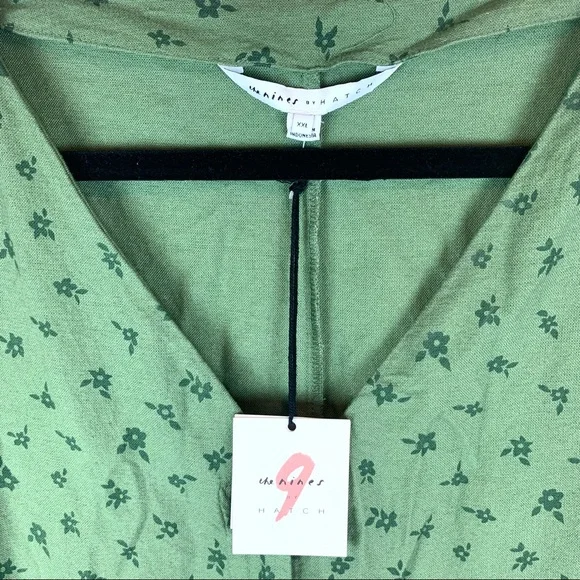 The Nines by Hatch Button Romper Jumpsuit Green Floral Maternity Size XXL - Picture 9 of 15